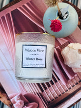Load image into Gallery viewer, Top-down view of a Winter Rose candle by Wax On Vine